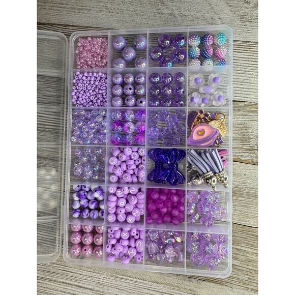 Purple Acrylic Bead Box Jewelry Making Kit - Picture 2 of 3